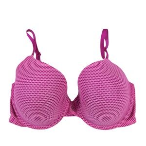 Victorias Secret Uplift Semi Demi Multiway TShirt Bra Pink Fish Net 34DD Mermaid
